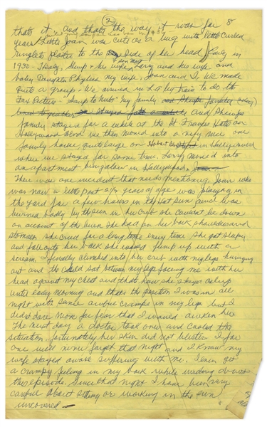 Moe Howard's Handwritten Manuscript Created for His Autobiography -- Moe's Daughter Joan Is Born & The Three Stooges Move to LA to Film ''Soup to Nuts''